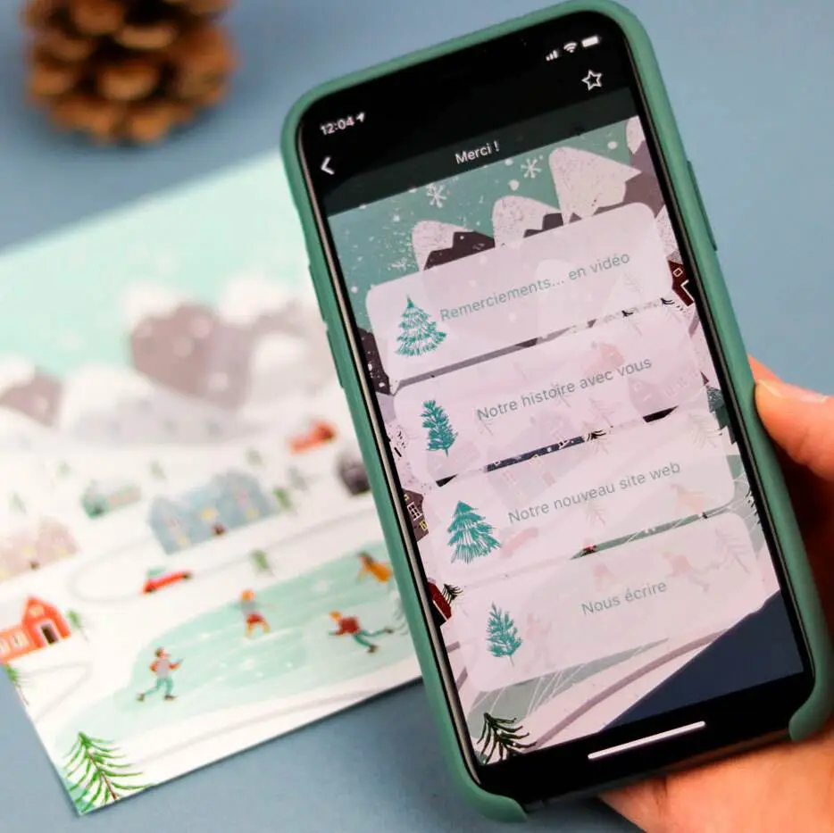carte-vœux-papier-connecte-sapins-square